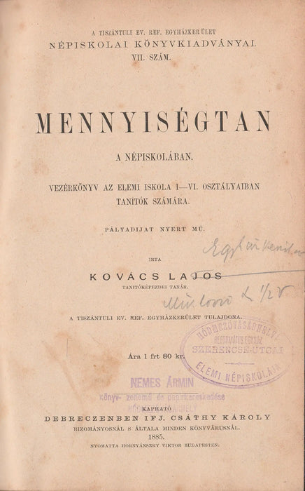Mennyiségtan a népiskolában - Oskola Antikvárium