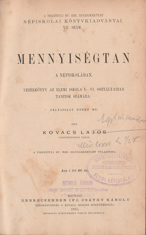 Mennyiségtan a népiskolában - Oskola Antikvárium