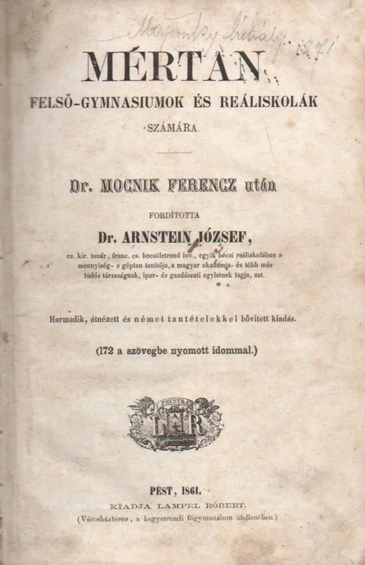 Mértan felső - gymnasiumok és reáliskolák számára - Oskola Antikvárium