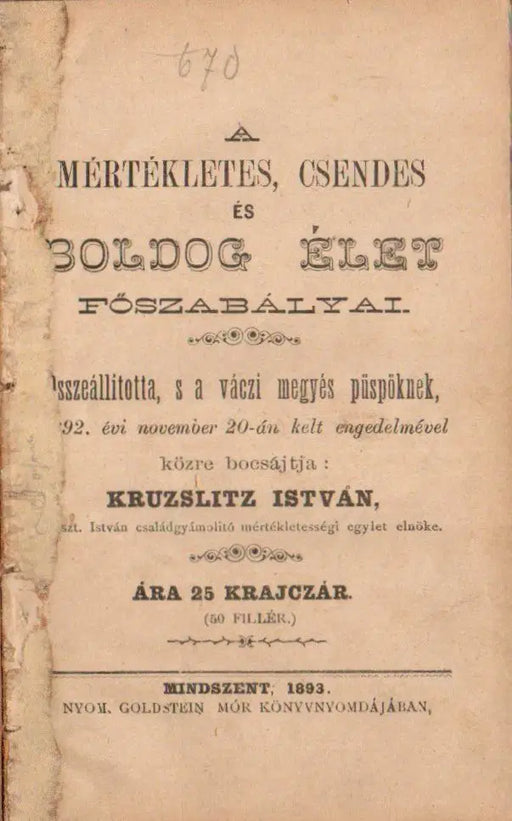 Mértékletes, csendes és boldog élet főszabályai - Oskola Antikvárium