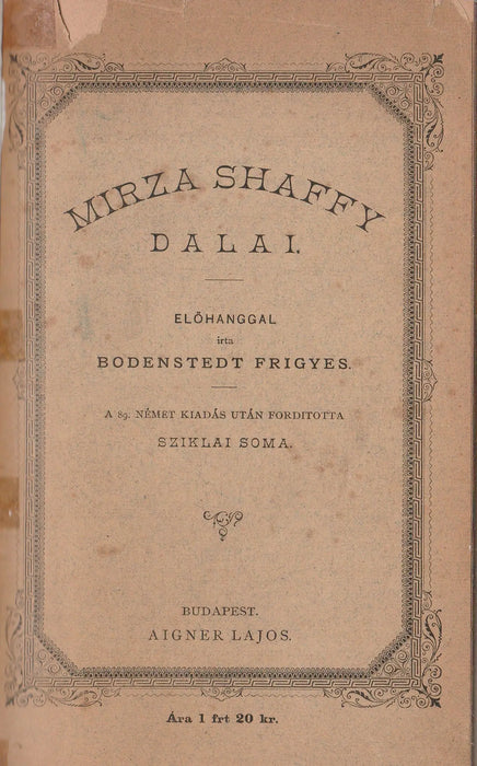 Mirza Shaffy dalai - Oskola Antikvárium