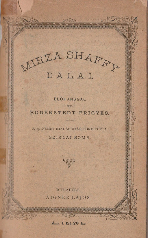 Mirza Shaffy dalai - Oskola Antikvárium