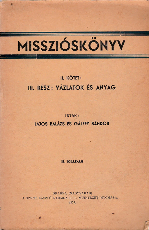 Misszióskönyv II. - Oskola Antikvárium