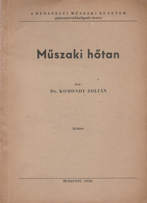 Műszaki hőtan - Oskola Antikvárium