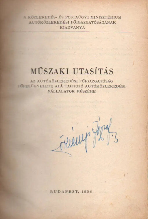 Műszaki utasítás - Oskola Antikvárium