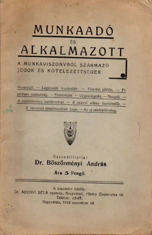 Munkaadó és alkalmazott - Oskola Antikvárium