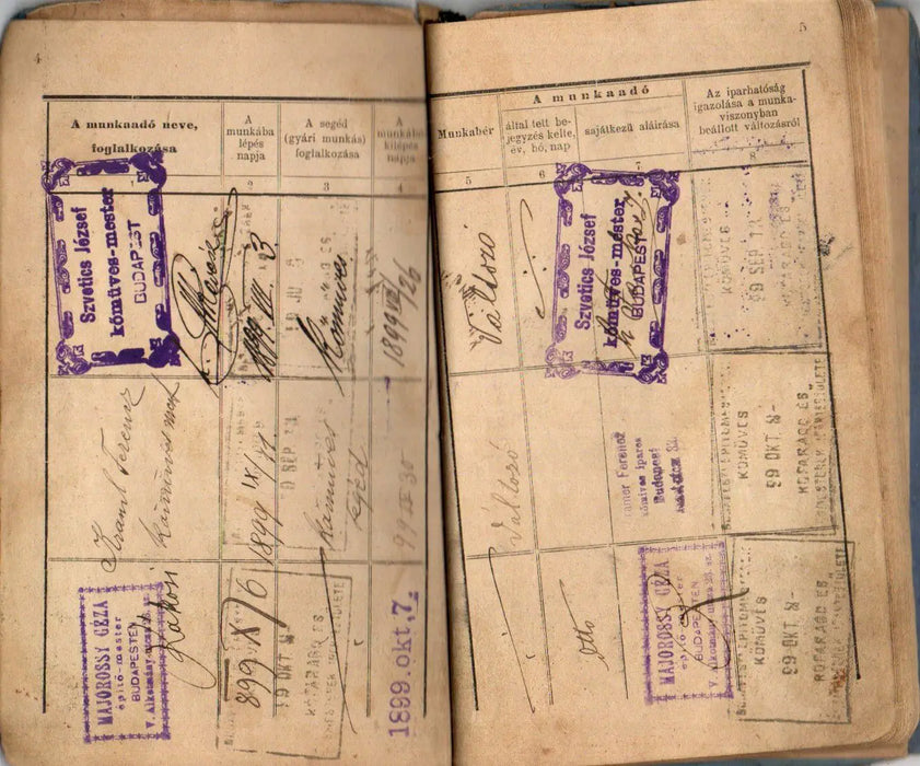 Munkakönyv 1897 - 1932 - Oskola Antikvárium