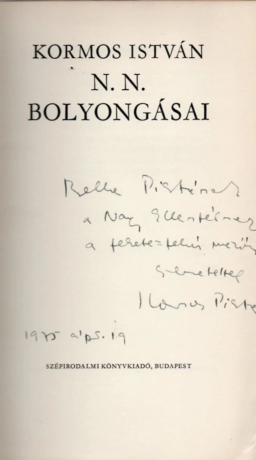 N. N. bolyongásai - Oskola Antikvárium