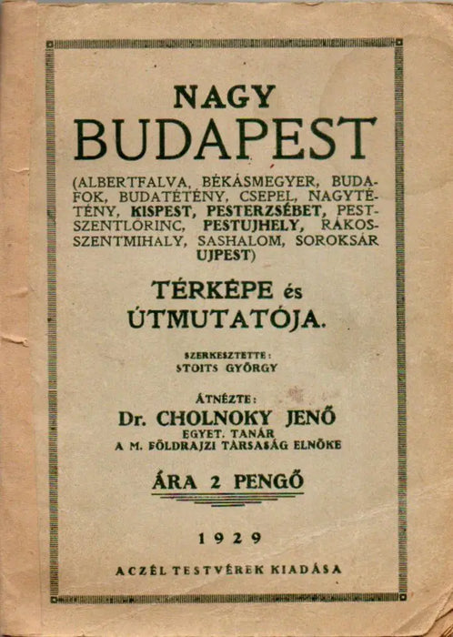 Nagy Budapest térképe és útmutatója 1929 - Oskola Antikvárium