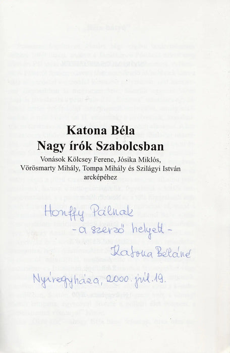 Nagy írók Szabolcsban - Oskola Antikvárium