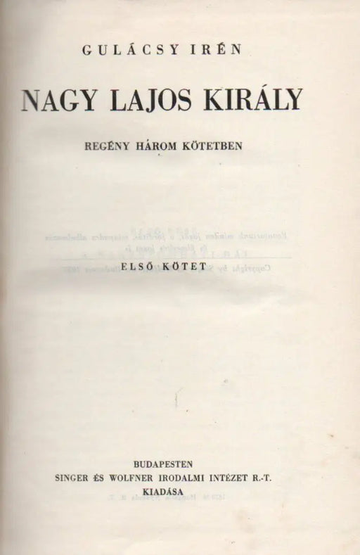 Nagy Lajos király 1 - 3. - Oskola Antikvárium