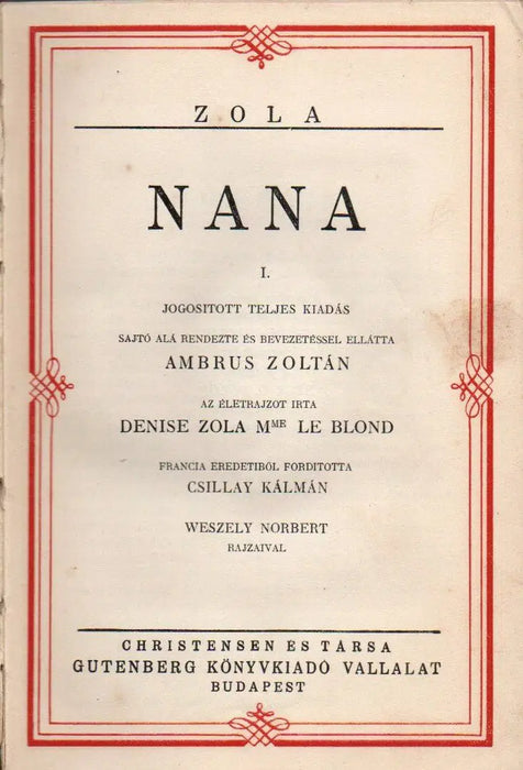 Nana I - III. - Az emberirtó I - III. - Oskola Antikvárium