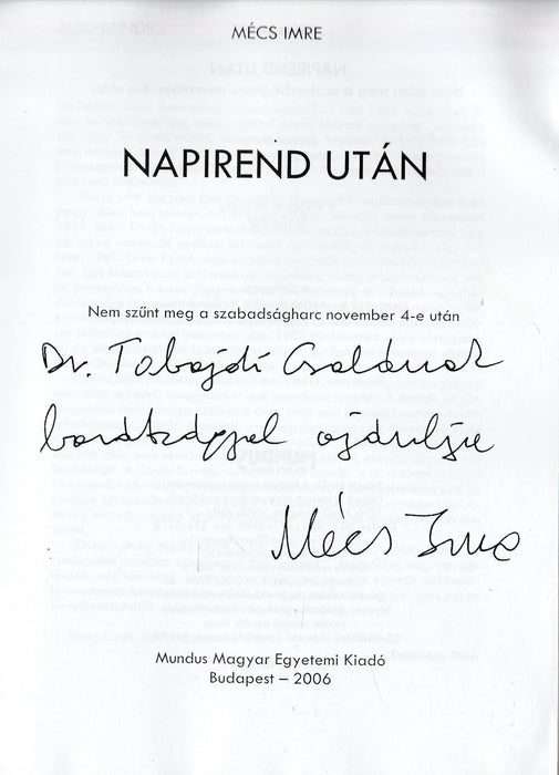 Napirend után - Oskola Antikvárium