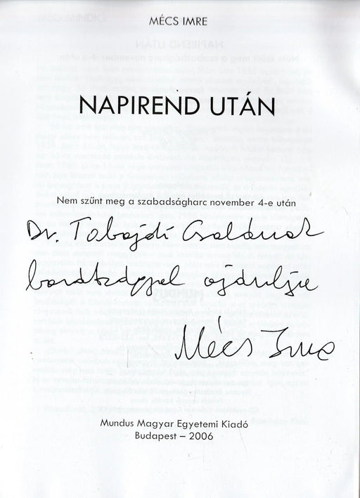 Napirend után - Oskola Antikvárium