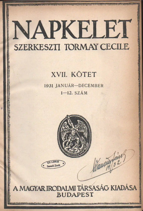 Napkelet IX. évfolyam 1931 - Oskola Antikvárium