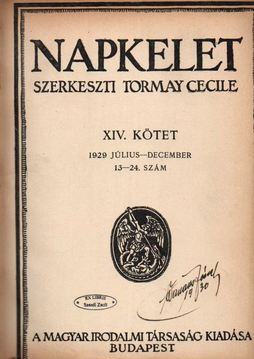 Napkelet VII. évfolyam I - II. 1929 - Oskola Antikvárium