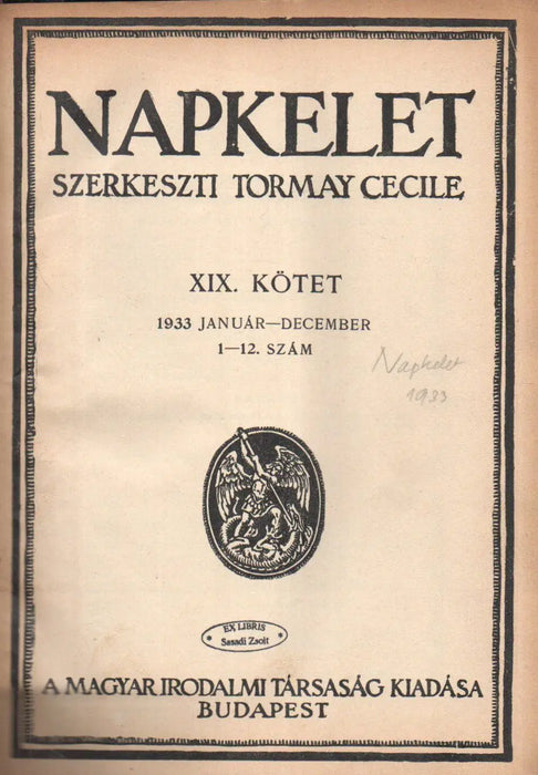 Napkelet XI. évfolyam 1933 - Oskola Antikvárium