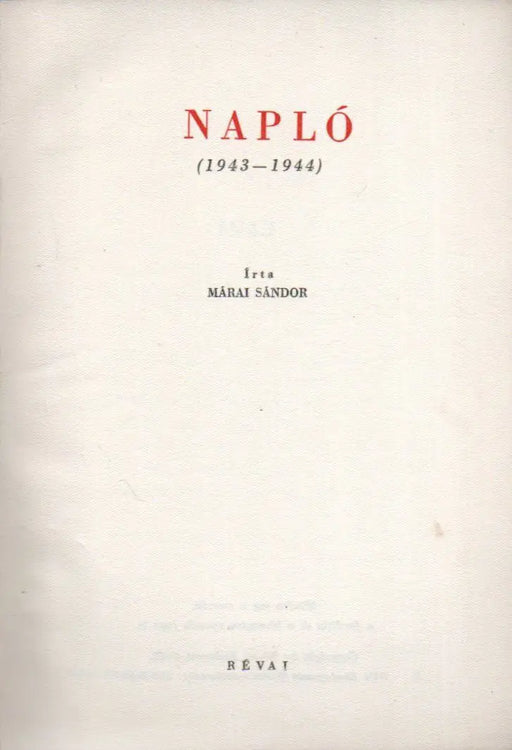 Napló 1943 - 1944 - Oskola Antikvárium