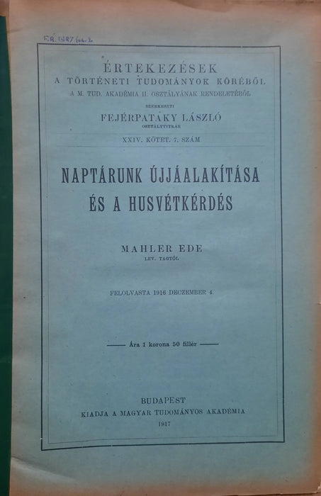 Naptárunk újjáalakítása és a husvétkérdés - Oskola Antikvárium