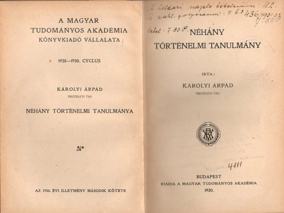 Néhány történelmi tanulmány - Oskola Antikvárium