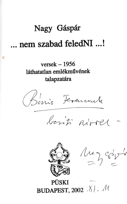 ...nem szabad feledNI...! - Oskola Antikvárium