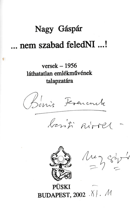 ...nem szabad feledNI...! - Oskola Antikvárium