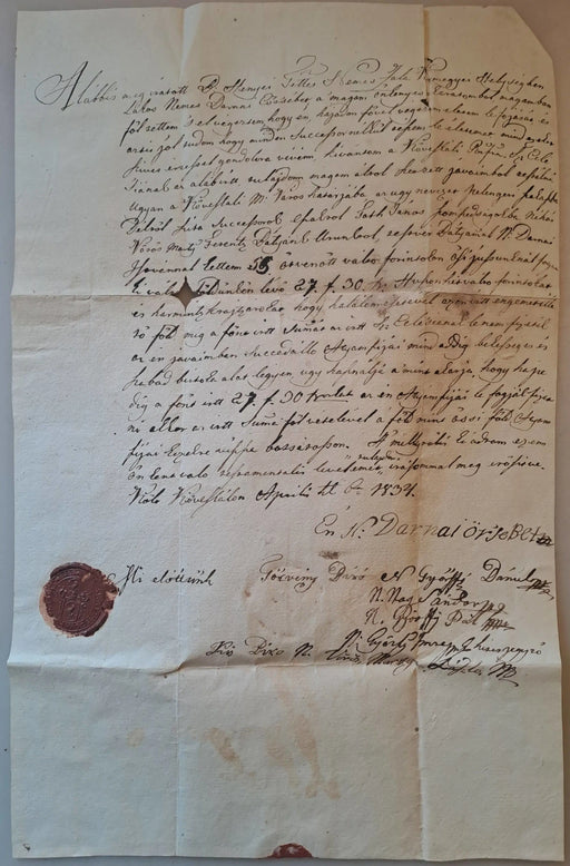 Nemes Darnai Erzsébet végrendelete 1834 - ből - Oskola Antikvárium