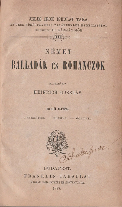 Német balladák és románczok I. - Oskola Antikvárium