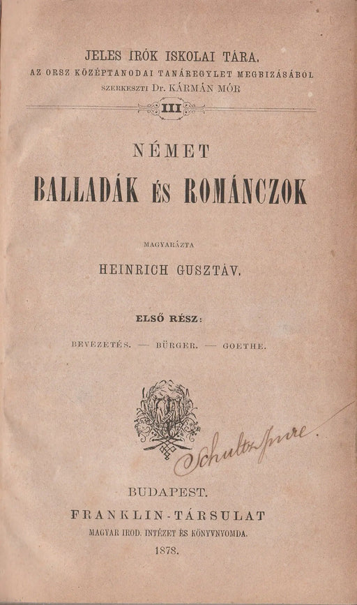 Német balladák és románczok I. - Oskola Antikvárium