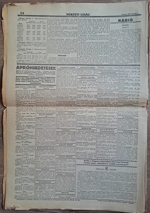 Nemzeti Ujság XV. évf. 31. szám 1933 február 8. - Oskola Antikvárium