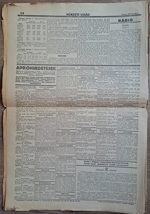 Nemzeti Ujság XV. évf. 31. szám 1933 február 8. - Oskola Antikvárium
