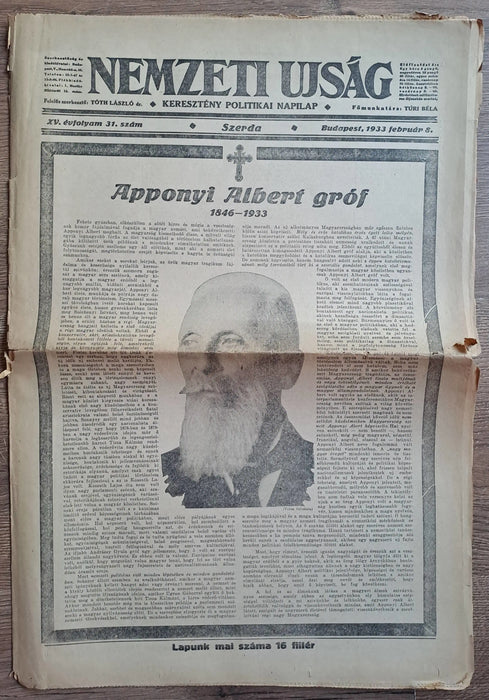 Nemzeti Ujság XV. évf. 31. szám 1933 február 8. - Oskola Antikvárium