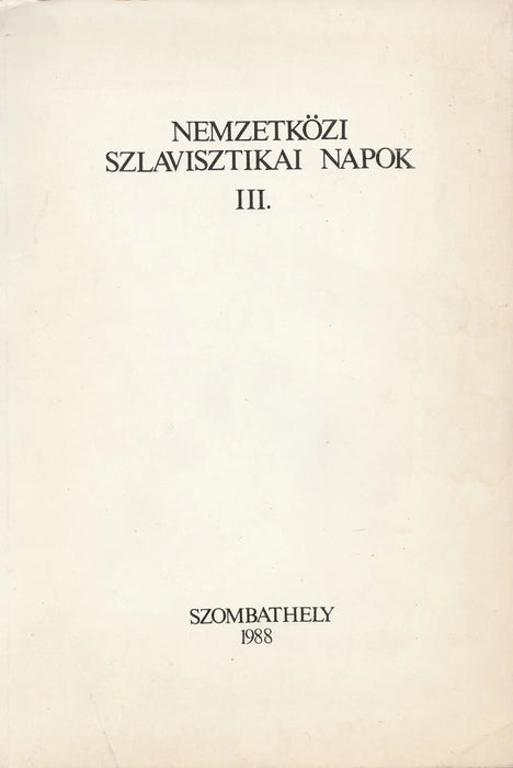 Nemzetközi szlavisztikai napok III. - Oskola Antikvárium
