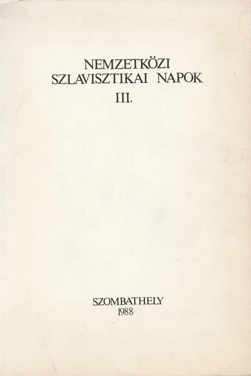 Nemzetközi szlavisztikai napok III. - Oskola Antikvárium