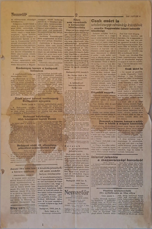 Nemzetőr VII. évfolyam 5. szám 1945. január 6. - Oskola Antikvárium