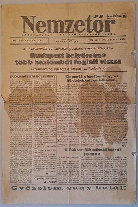 Nemzetőr VII. évfolyam 5. szám 1945. január 6. - Oskola Antikvárium
