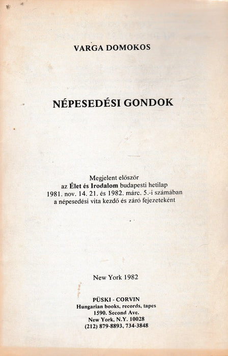 Népesedési gondok - Oskola Antikvárium