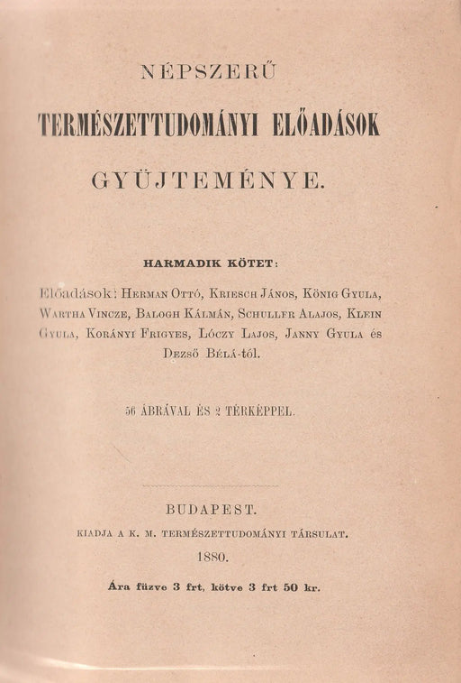 Népszerű természettudományi előadások gyüjteménye III - IV - V. kötet - Oskola Antikvárium