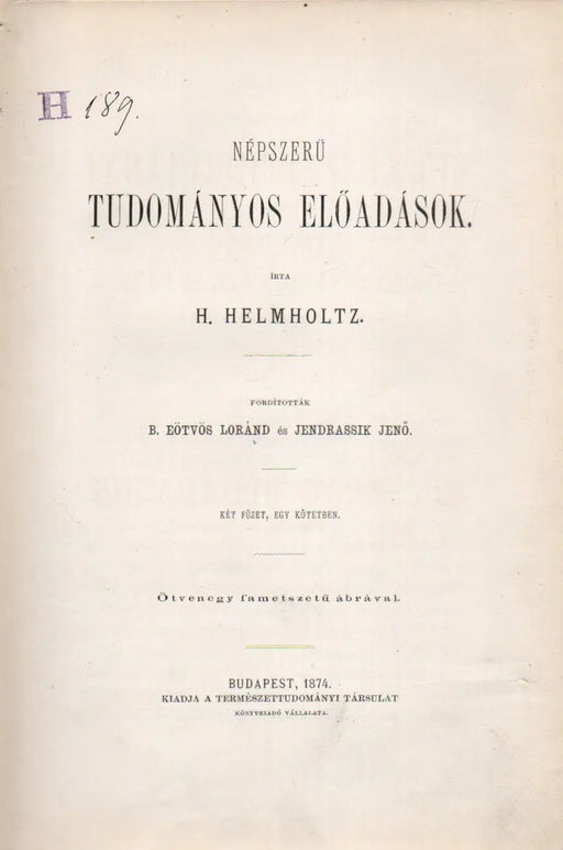 Népszerű tudományos előadások I - II. - Oskola Antikvárium