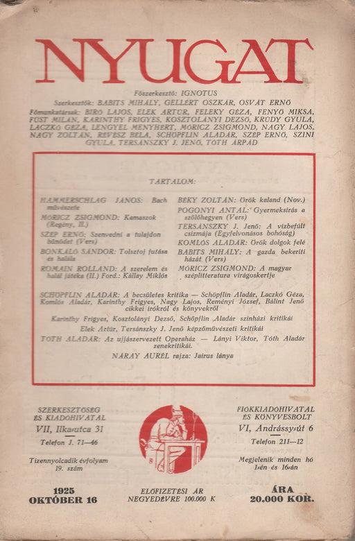Nyugat 1925. XVIII. évfolyam 19. szám - Oskola Antikvárium
