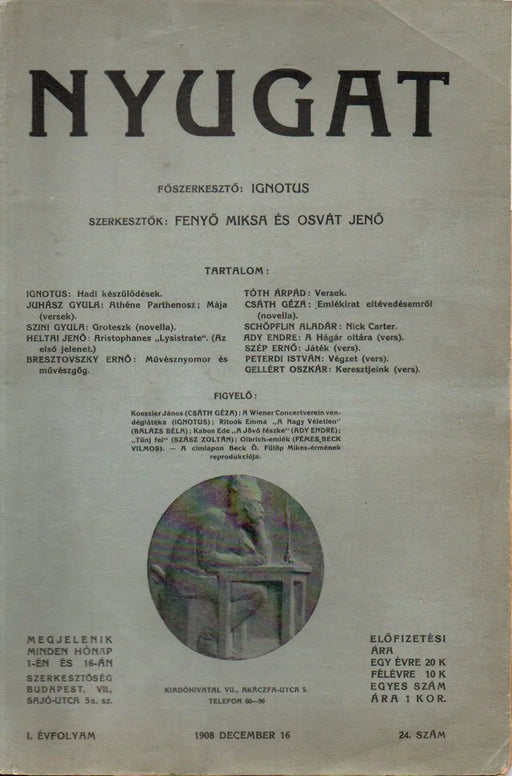 Nyugat I. évfolyam 24. szám 1908 - Oskola Antikvárium