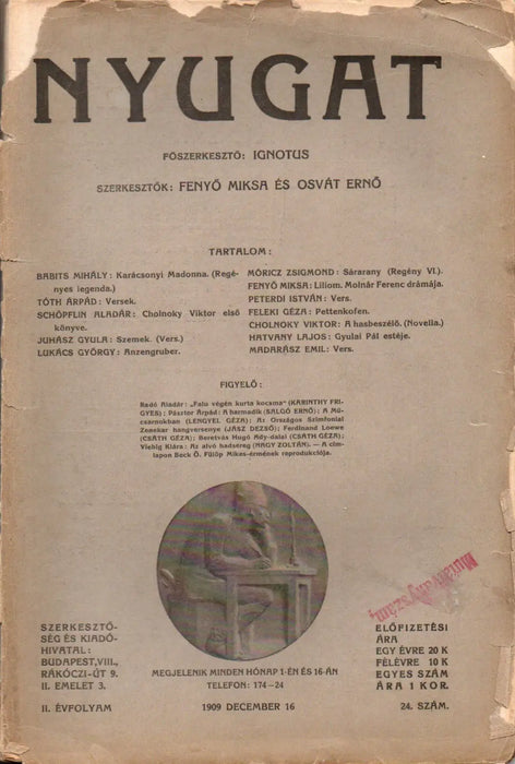 Nyugat II. évfolyam 24. szám 1909 - Oskola Antikvárium