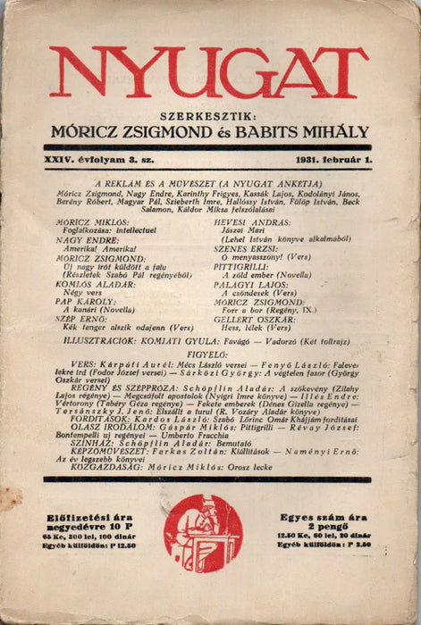 Nyugat XXIV. évfolyam 3. szám 1931. február 1. - Oskola Antikvárium
