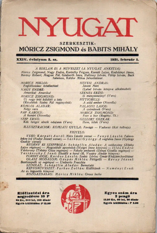 Nyugat XXIV. évfolyam 3. szám 1931. február 1. - Oskola Antikvárium