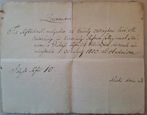 Nyugta, átvételi elismervény 1803 - ból - Oskola Antikvárium