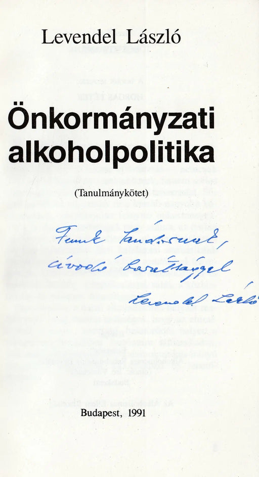 Önkormányzati alkoholpolitika - Oskola Antikvárium