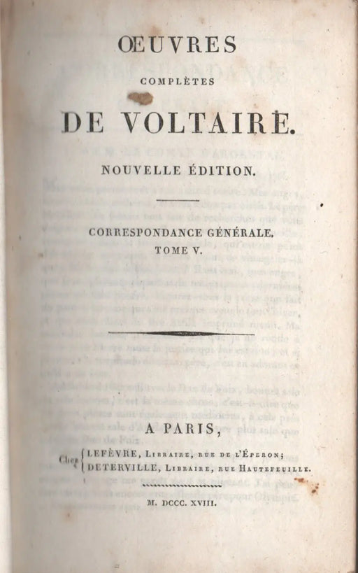 Oeuvres complétes de Voltaire. Correspondance générale Tome V. - Oskola Antikvárium