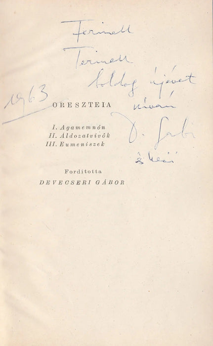 Oreszteia - Oskola Antikvárium