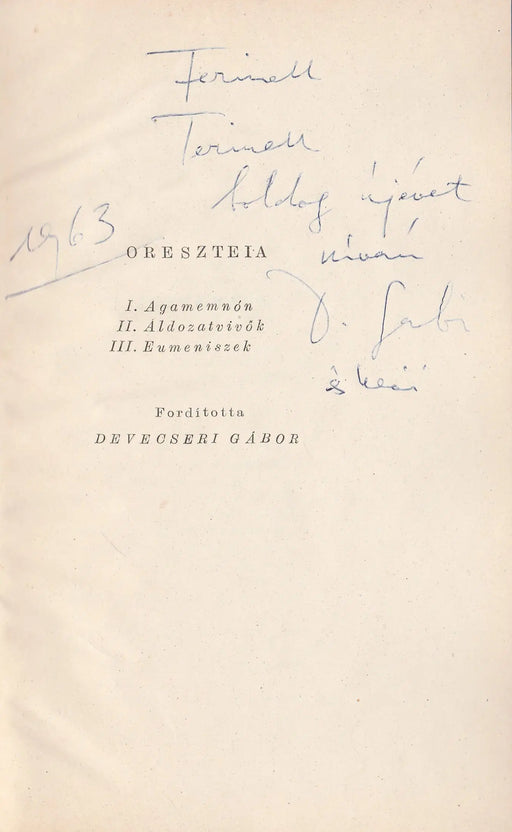 Oreszteia - Oskola Antikvárium