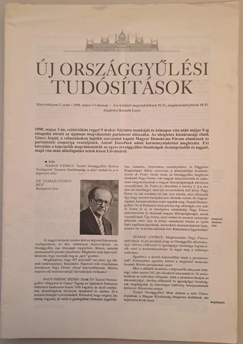 Országgyűlési Tudósítások - Új Országgyűlési Tudósítások - Az Országgyűlés ülésnapjai - Oskola Antikvárium
